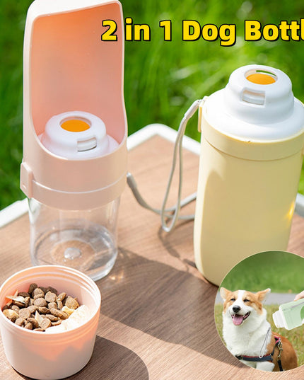 Travel-Friendly 2-in-1 Pet Water Bottle & Snack Feeder