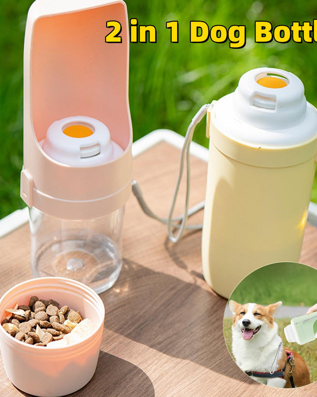 Travel-Friendly 2-in-1 Pet Water Bottle & Snack Feeder
