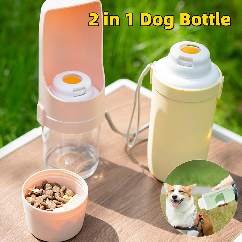 Travel-Friendly 2-in-1 Pet Water Bottle & Snack Feeder