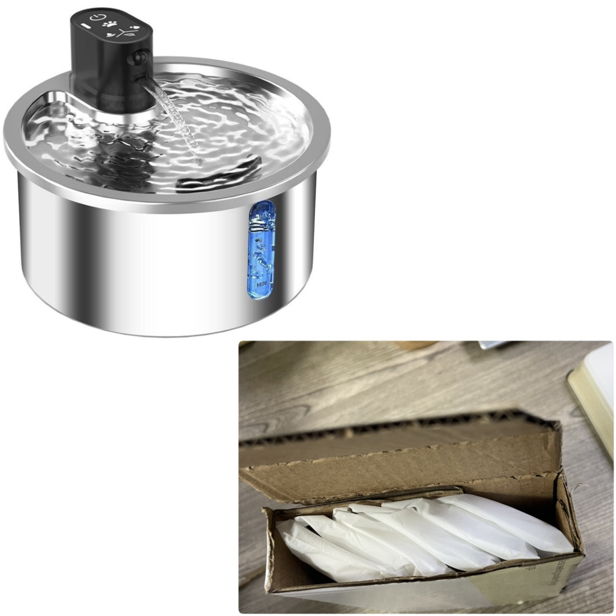 Smart Stainless Steel Cat Water Fountain with Motion Sensor