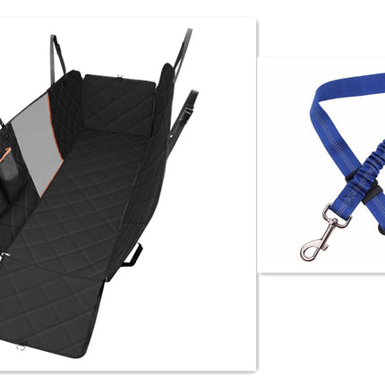 Travel Dog Car Seat Cover with Mesh Window & Storage Pocket