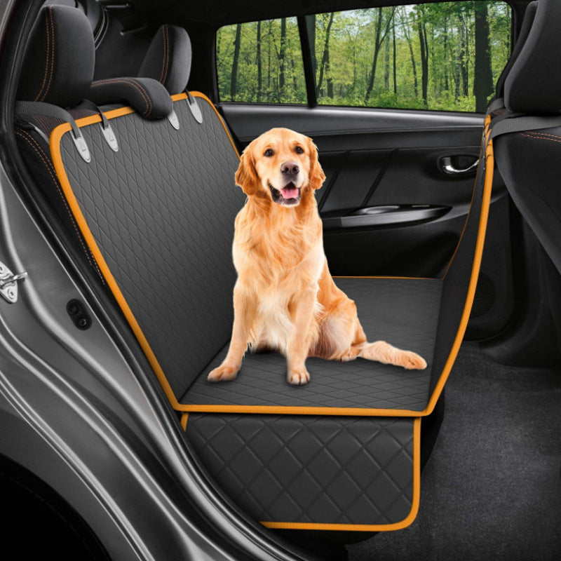 Travel Dog Car Seat Cover with Mesh Window & Storage Pocket