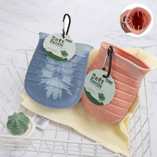 Portable 2-in-1 Dog Paw Washer and Built-In Brush