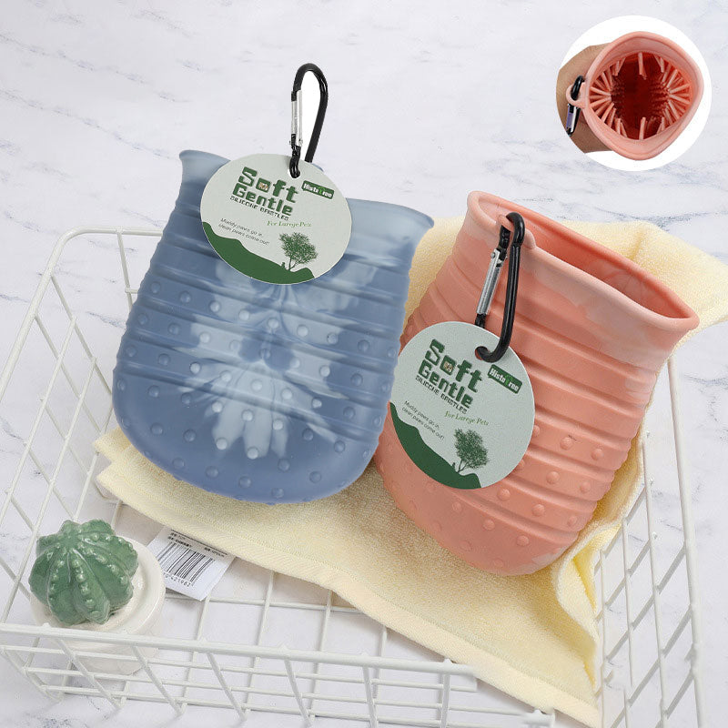 Portable 2-in-1 Dog Paw Washer and Built-In Brush