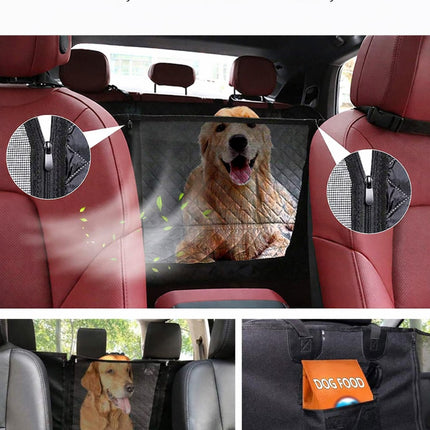 Travel Dog Car Seat Cover with Mesh Window & Storage Pocket