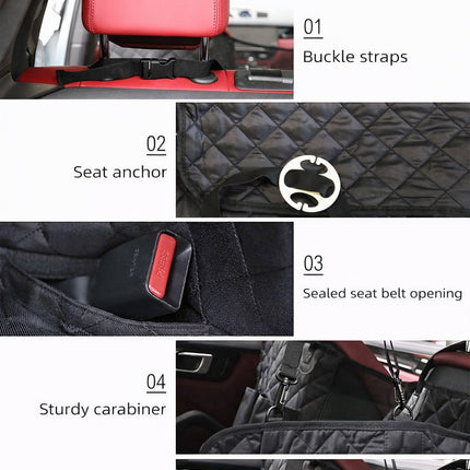 Travel Dog Car Seat Cover with Mesh Window & Storage Pocket