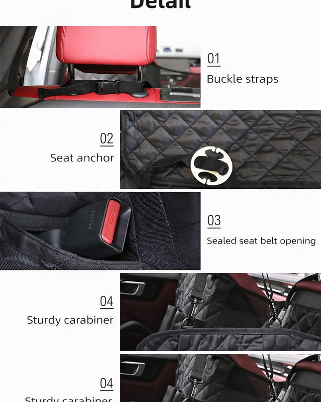 Travel Dog Car Seat Cover with Mesh Window & Storage Pocket