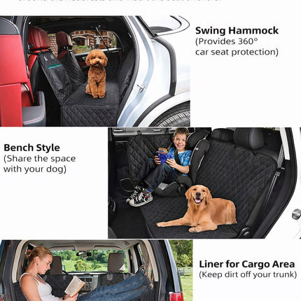Travel Dog Car Seat Cover with Mesh Window & Storage Pocket