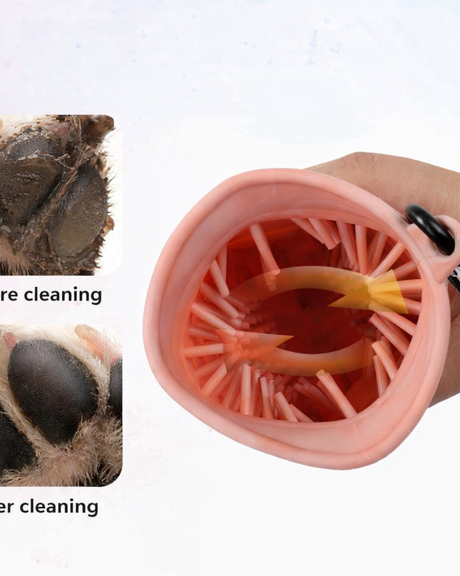 Portable 2-in-1 Dog Paw Washer and Built-In Brush