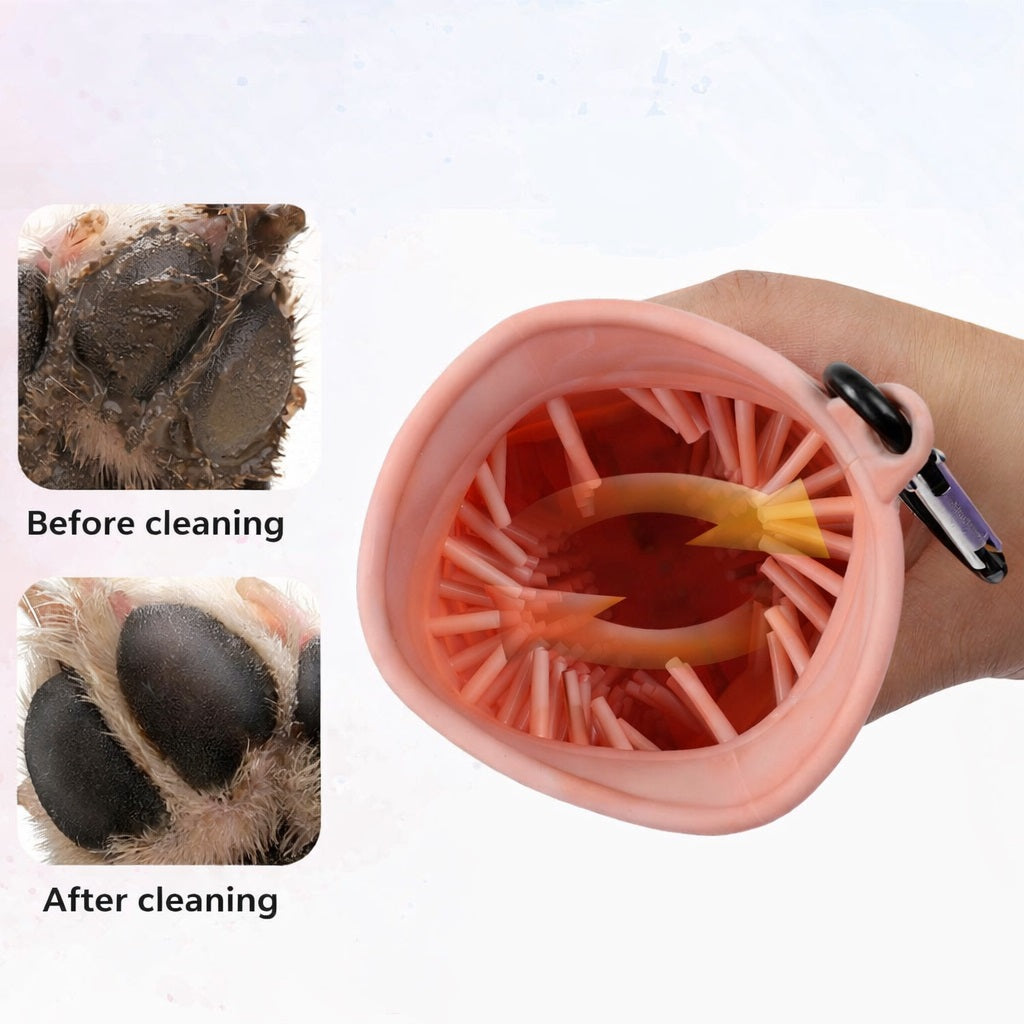 Portable 2-in-1 Dog Paw Washer and Built-In Brush