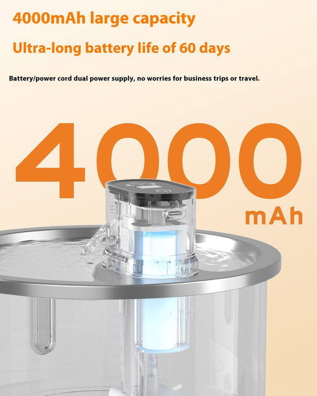 Smart Stainless Steel Cat Water Fountain with Motion Sensor