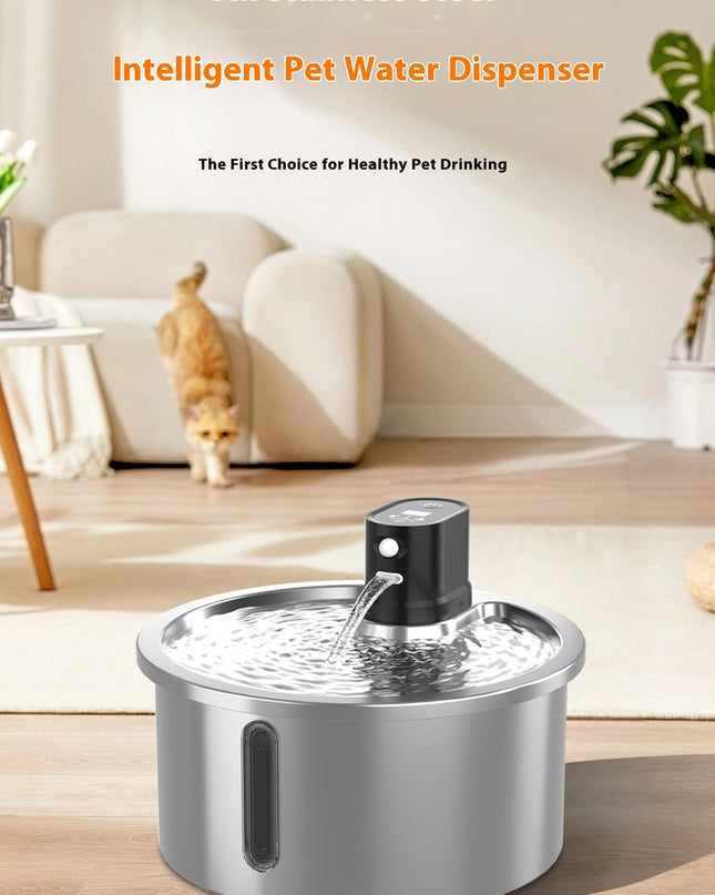 Smart Stainless Steel Cat Water Fountain with Motion Sensor