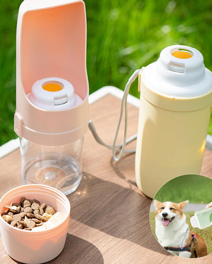 Travel-Friendly 2-in-1 Pet Water Bottle & Snack Feeder