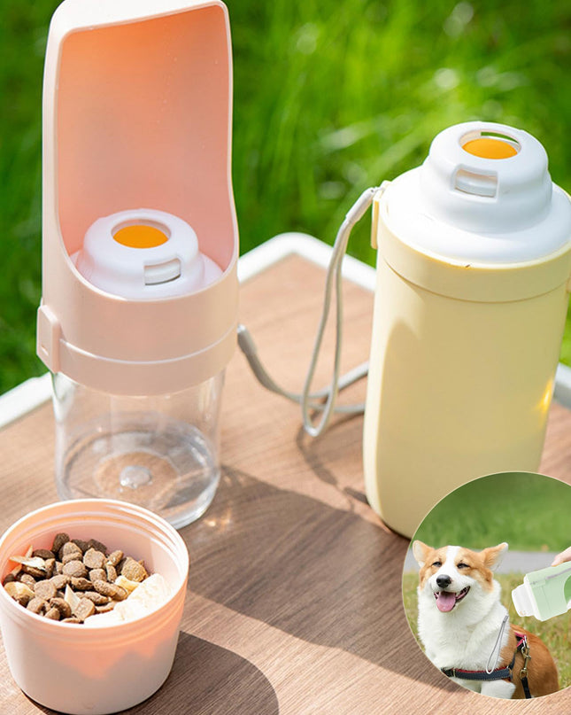 Travel-Friendly 2-in-1 Pet Water Bottle & Snack Feeder