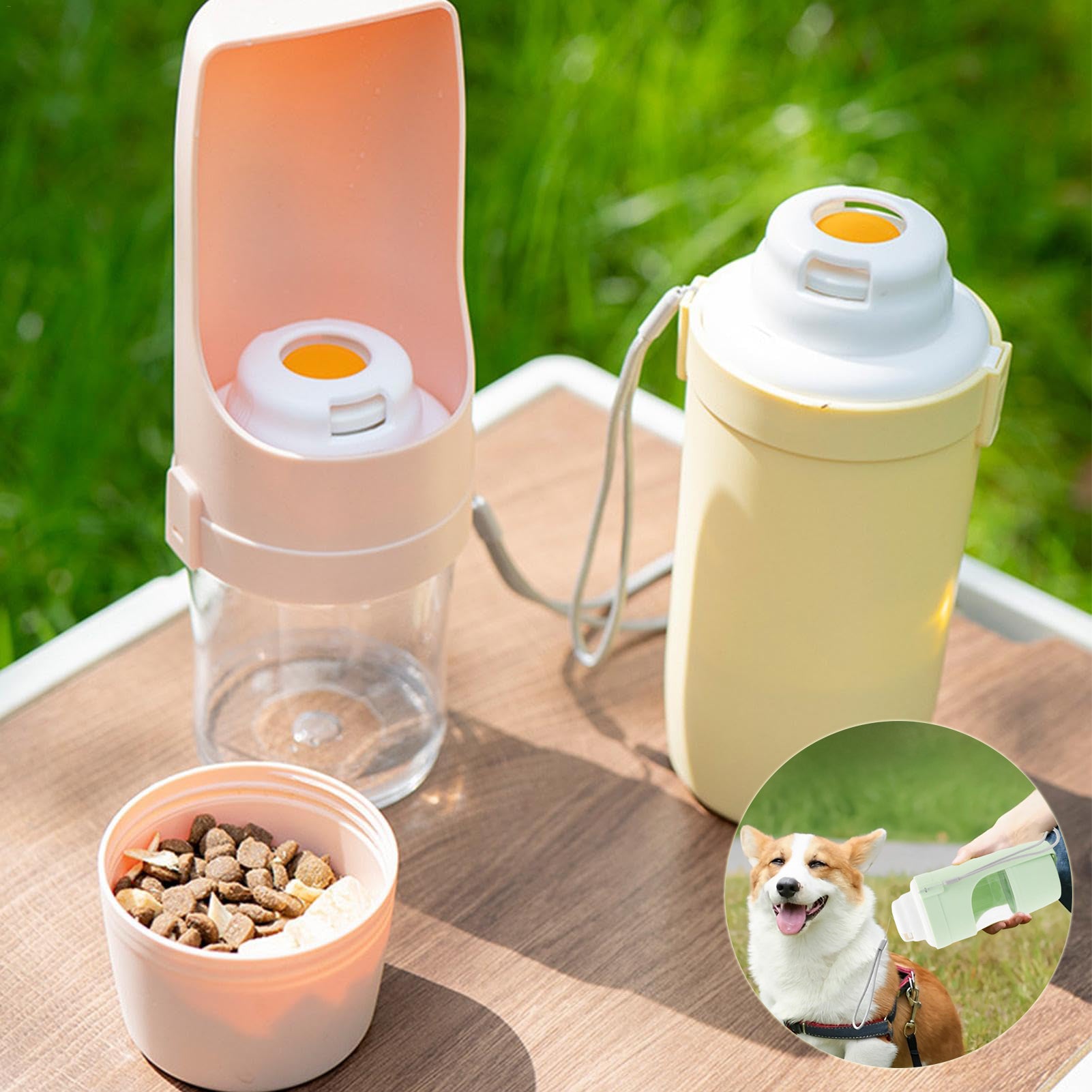 Travel-Friendly 2-in-1 Pet Water Bottle & Snack Feeder