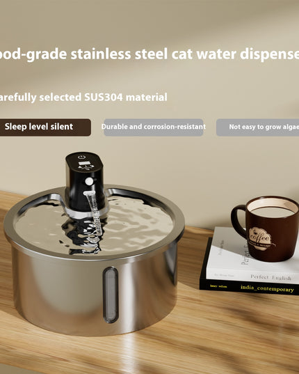 Smart Stainless Steel Cat Water Fountain with Motion Sensor