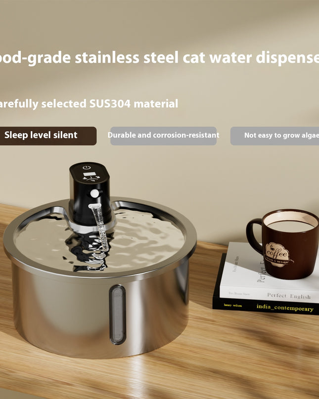Smart Stainless Steel Cat Water Fountain with Motion Sensor