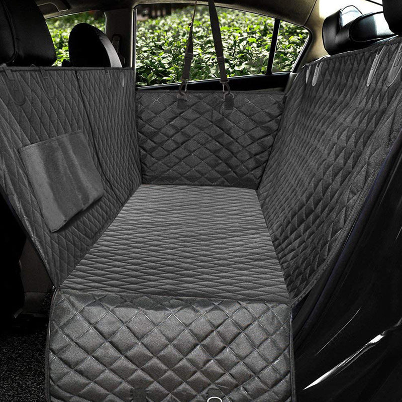 Travel Dog Car Seat Cover with Mesh Window & Storage Pocket