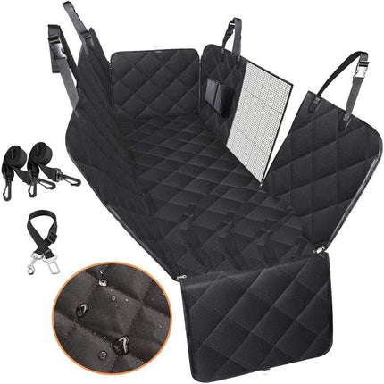 Travel Dog Car Seat Cover with Mesh Window & Storage Pocket