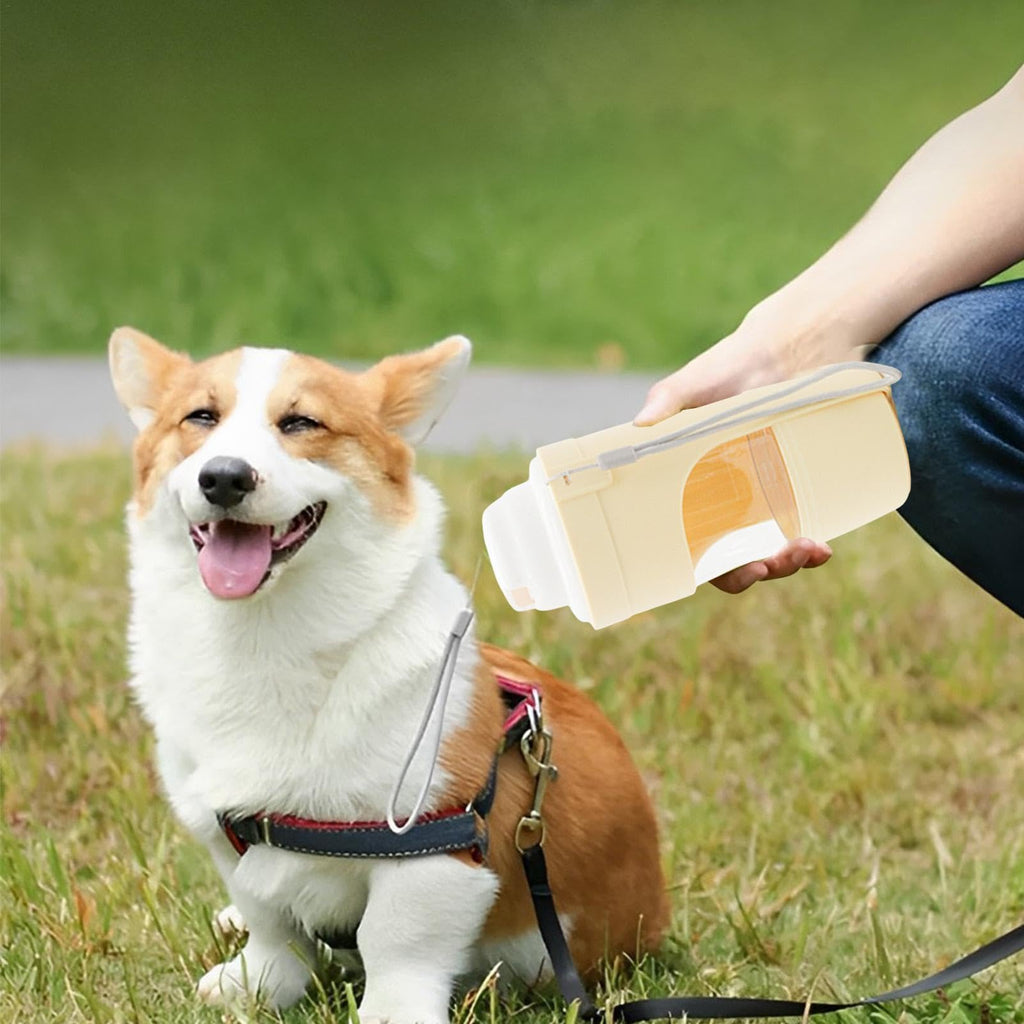 Travel-Friendly 2-in-1 Pet Water Bottle & Snack Feeder
