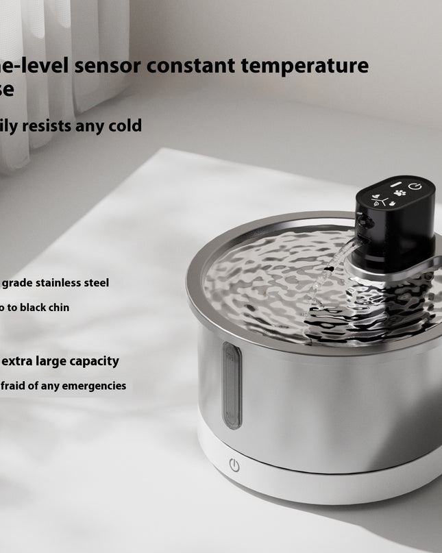 Smart Stainless Steel Cat Water Fountain with Motion Sensor