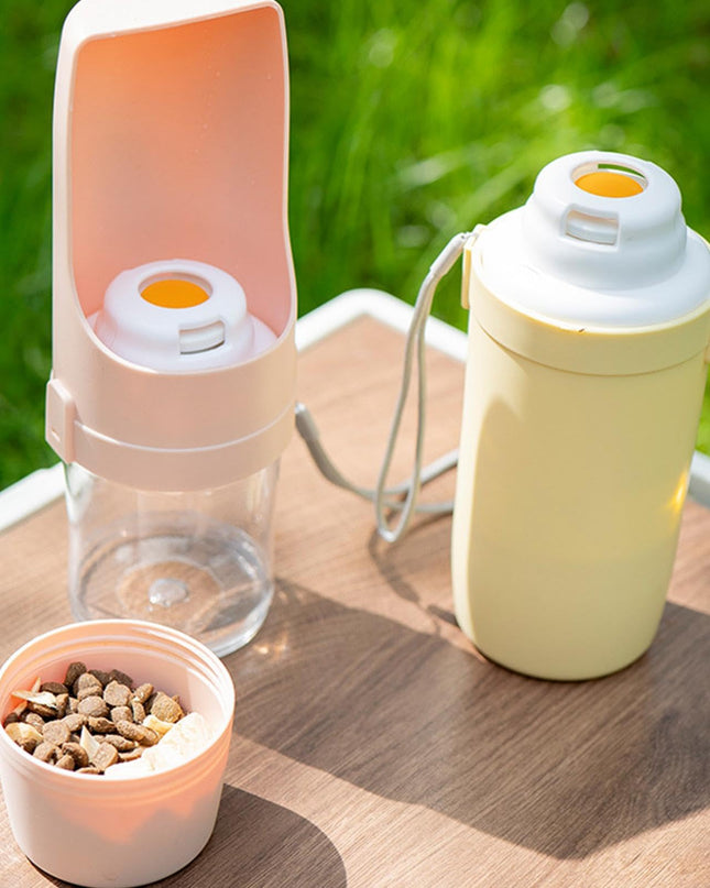 Travel-Friendly 2-in-1 Pet Water Bottle & Snack Feeder