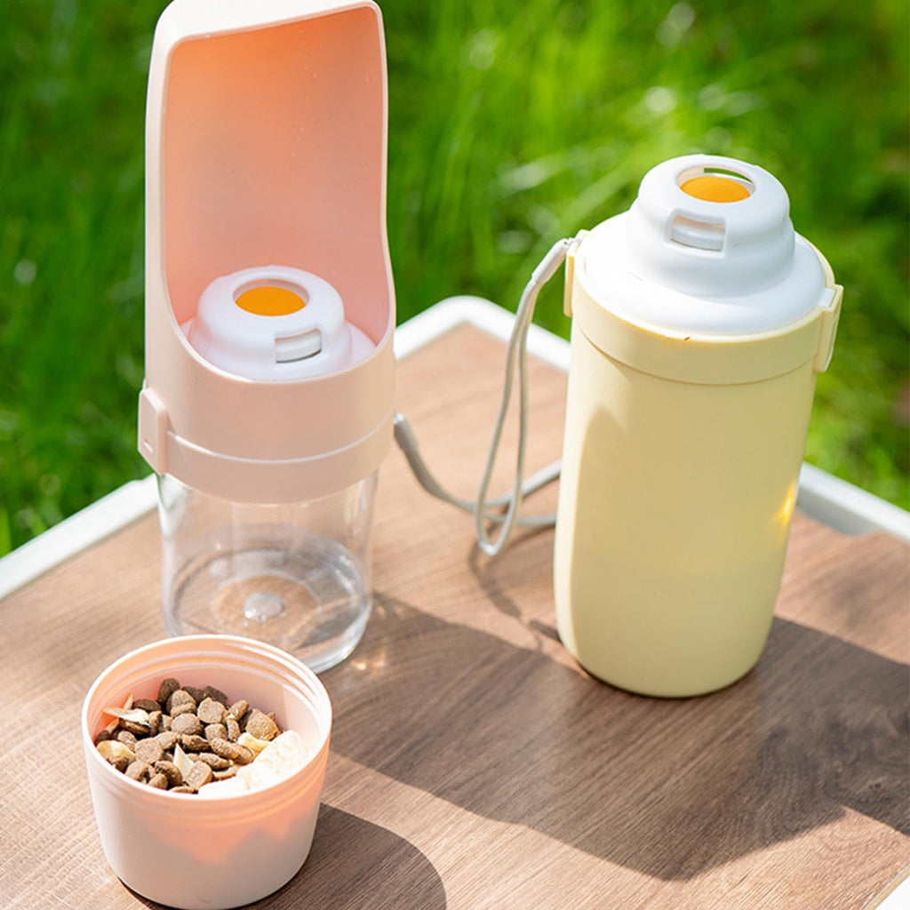 Travel-Friendly 2-in-1 Pet Water Bottle & Snack Feeder